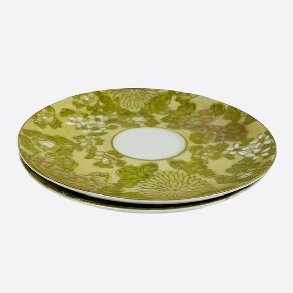 RARE Vintage Dorothy C Thorpe Dot2 Chrysanthemum Green Gold Floral Saucer (1) - Picture 6 of 6